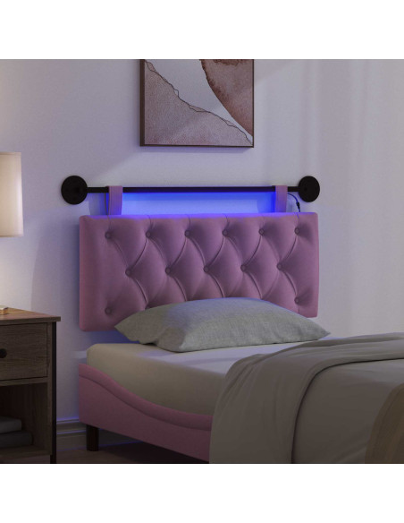 Testiera sospesa Con luce LED Rosa Tessuto