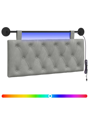 Testiera sospesa Con luce LED Grigio Chiaro Velluto