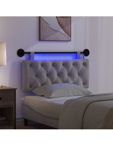 Testiera sospesa Con luce LED Grigio Chiaro Velluto