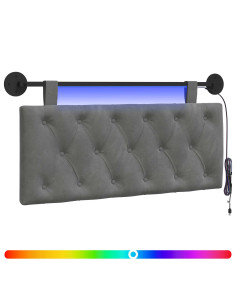 Testiera sospesa Con luce LED Grigio Scuro Velluto 2