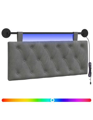Testiera sospesa Con luce LED Grigio Scuro Velluto
