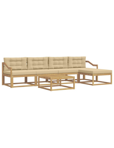 Set di divani da esterno 6 pcs Bianco e Beige 79 x 79 x 37 cm