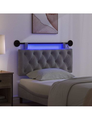 Testiera sospesa Con luce LED Grigio Scuro Velluto