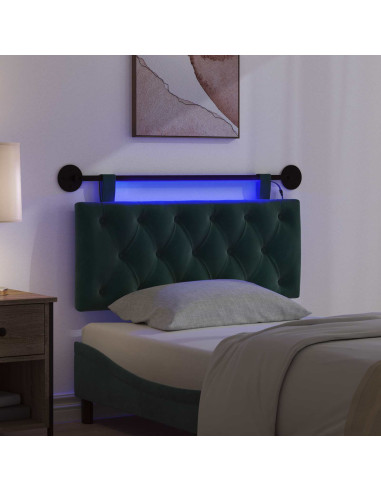 Testiera sospesa Con luce LED Verde Scuro Velluto