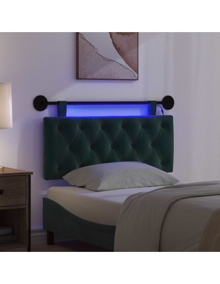 Testiera sospesa Con luce LED Verde Scuro Velluto