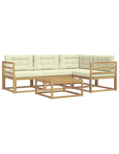 Set di divani da esterno 5 pcs Bianco e Crema 79 x 79 x 37 cm 2