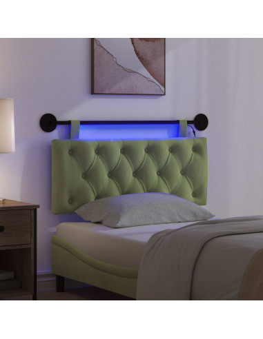 Testiera sospesa Con luce LED Verde chiaro Velluto