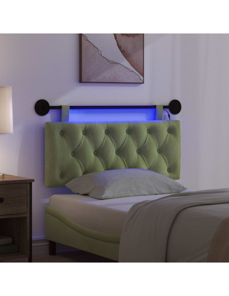 Testiera sospesa Con luce LED Verde chiaro Velluto
