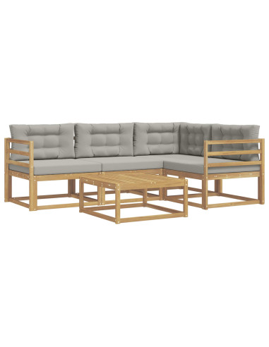 Set di divani da esterno 5 pcs Bianco e Grigio Chiaro