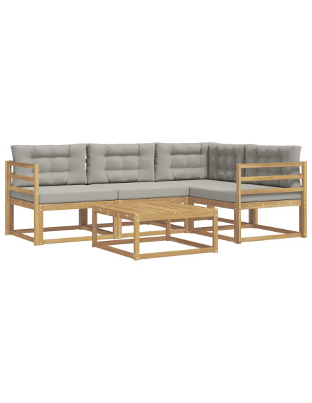Set di divani da esterno 5 pcs Bianco e Grigio Chiaro