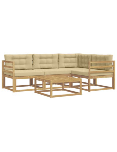 Set di divani da esterno 5 pcs Bianco e Beige 79 x 79 x 37 cm 2