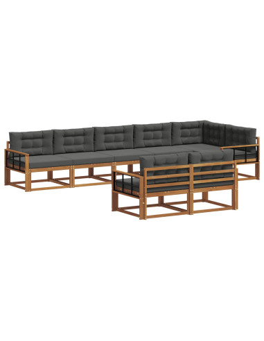 Set di divani da esterno con cuscino 8 pcs Naturale e Antracite