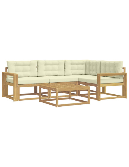 Set di divani da esterno 5 pcs Bianco e Crema 79 x 79 x 37 cm