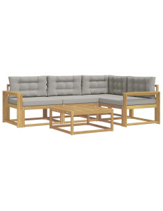 Set di divani da esterno 5 pcs Bianco e Grigio Chiaro 2