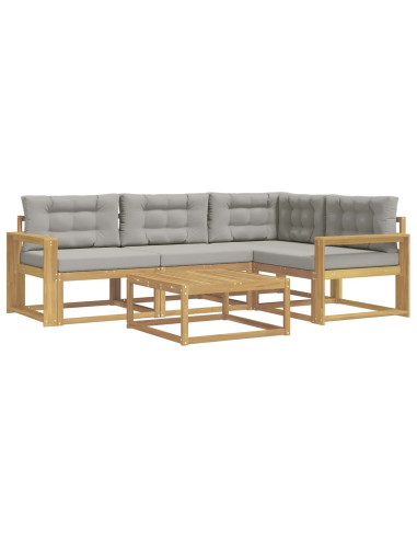 Set di divani da esterno 5 pcs Bianco e Grigio Chiaro