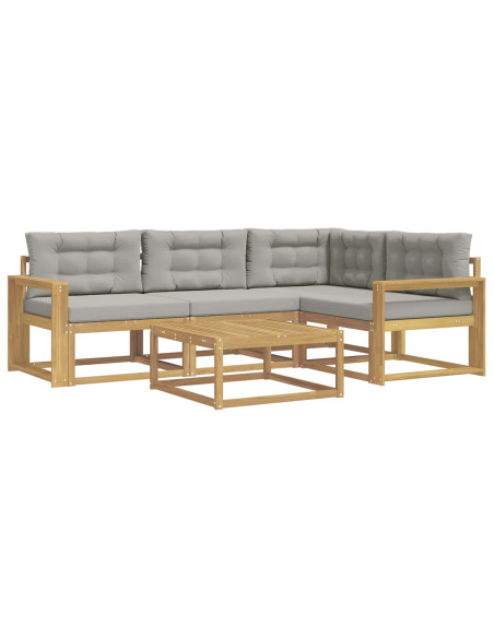 Set di divani da esterno 5 pcs Bianco e Grigio Chiaro