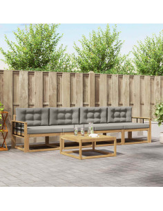 Set di divani da esterno 4 pcs Bianco e Grigio Chiaro