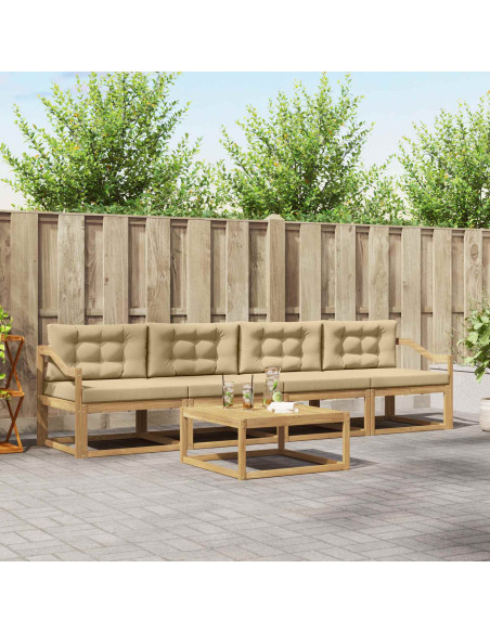 Set di divani da esterno con cuscino 4 pcs Bianco e Beige