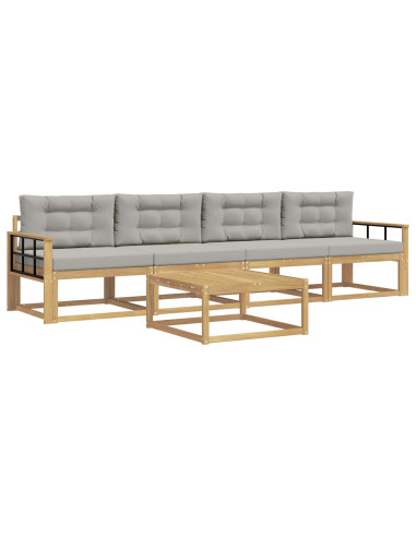 Set di divani da esterno 4 pcs Bianco e Grigio Chiaro