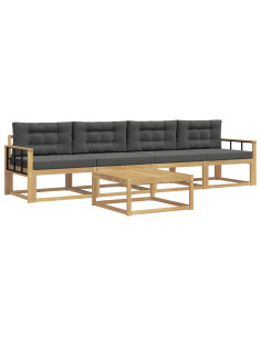 Set di divani da esterno con cuscino 4 pcs Bianco e Antracite 2