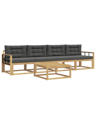 Set di divani da esterno con cuscino 4 pcs Bianco e Antracite