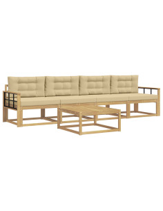 Set di divani da esterno con cuscino 4 pcs Bianco e Beige 2