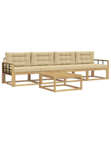 Set di divani da esterno con cuscino 4 pcs Bianco e Beige