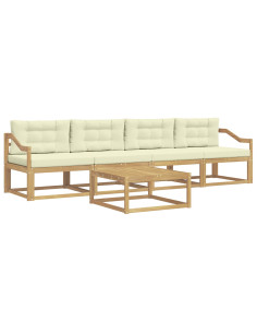 Set di divani da esterno con cuscino 4 pcs Bianco e Crema 2