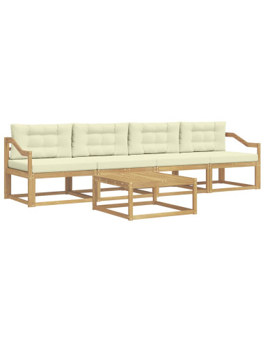 Set di divani da esterno con cuscino 4 pcs Bianco e Crema