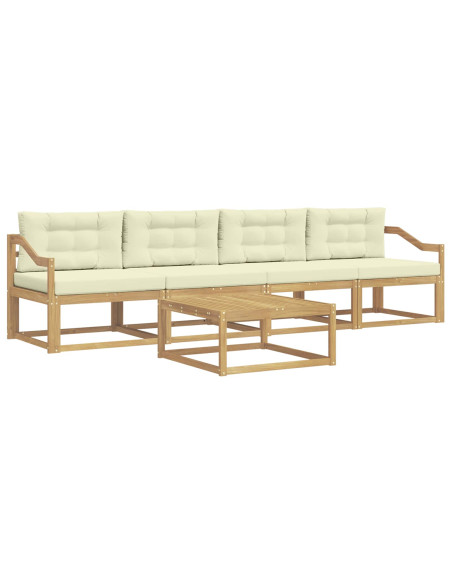 Set di divani da esterno con cuscino 4 pcs Bianco e Crema