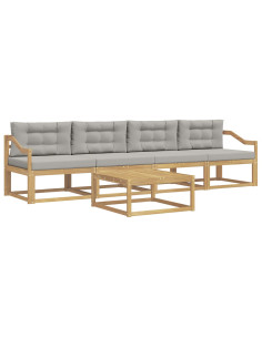 Set di divani da esterno 4 pcs Bianco e Grigio Chiaro 2