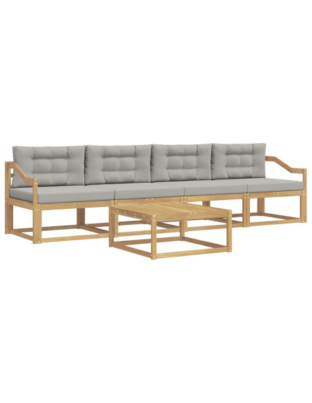 Set di divani da esterno 4 pcs Bianco e Grigio Chiaro