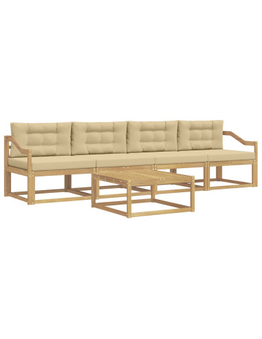 Set di divani da esterno con cuscino 4 pcs Bianco e Beige