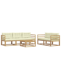 Set di divani da esterno con cuscino 6 pcs Bianco e Crema 2