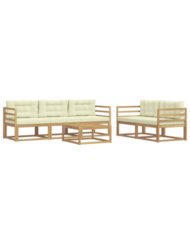 Set di divani da esterno con cuscino 6 pcs Bianco e Crema