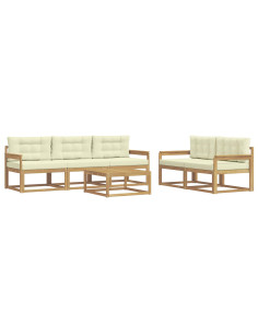 Set di divani da esterno con cuscino 6 pcs Bianco e Crema 2