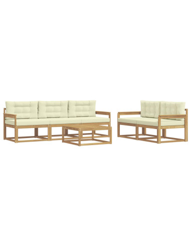 Set di divani da esterno con cuscino 6 pcs Bianco e Crema