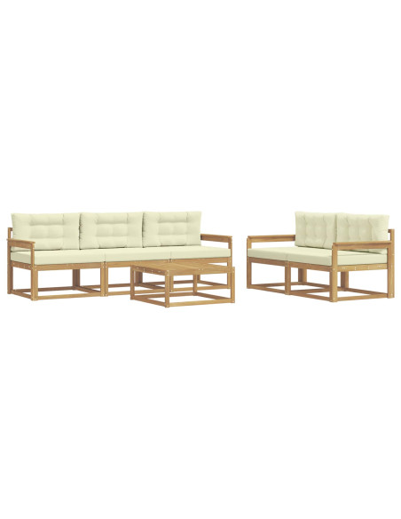 Set di divani da esterno con cuscino 6 pcs Bianco e Crema
