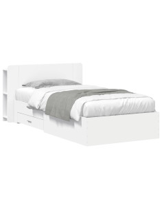 Telaio del letto con storage con testiera Bianco 80 x 200 cm