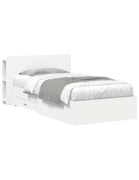 Telaio del letto con storage con testiera Bianco 80 x 200 cm