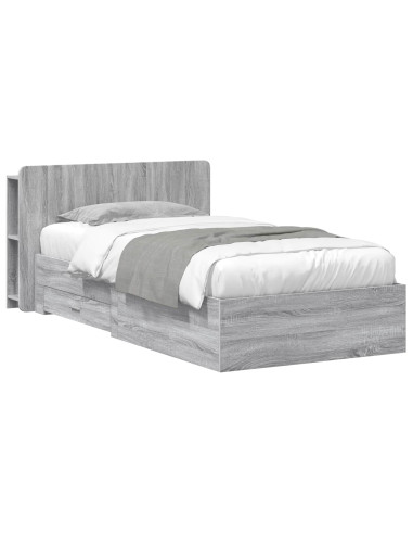 Telaio del letto con storage Sonoma grigio 90 x 190 cm
