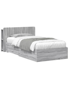 Telaio del letto con storage Sonoma grigio 100 x 200 cm