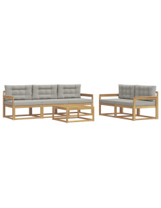 Set di divani da esterno 6 pcs Bianco e Grigio Chiaro 2