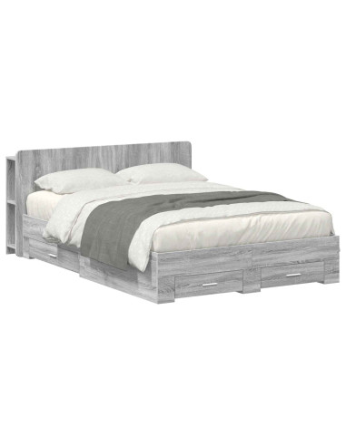 Telaio del letto con storage Sonoma grigio 140 x 200 cm