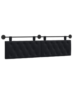 Testata appesa Montaggio a parete Nero 170 x 55 x 7 cm Velluto 2
