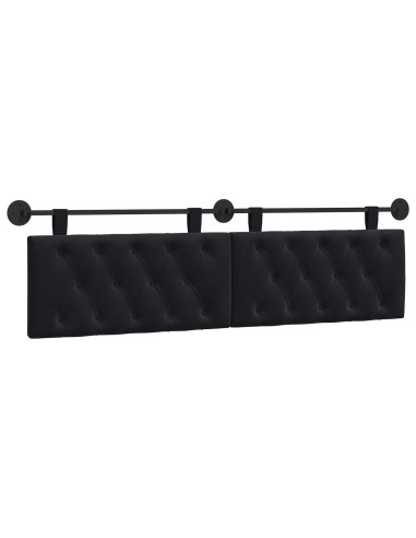 Testata appesa Montaggio a parete Nero 170 x 55 x 7 cm Velluto