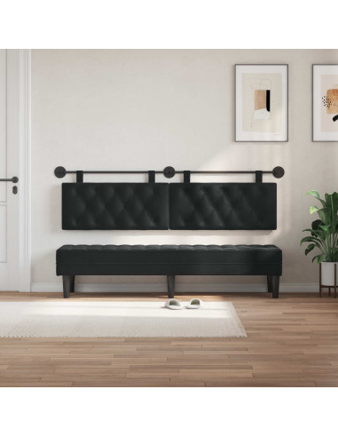 Testata appesa Montaggio a parete Nero 170 x 55 x 7 cm Velluto