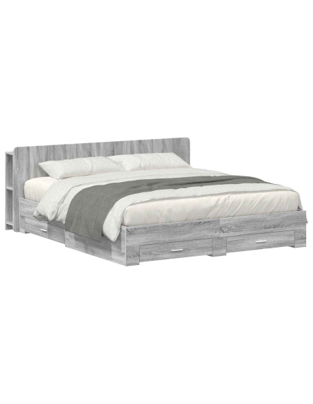 Telaio del letto con storage Sonoma grigio 200 x 200 cm