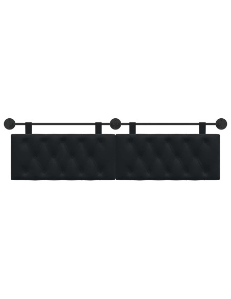 Testata appesa Montaggio a parete Nero 170 x 55 x 7 cm Velluto