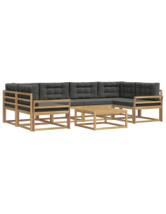 Set di divani da esterno con cuscino 5 pcs Bianco e Antracite 2
